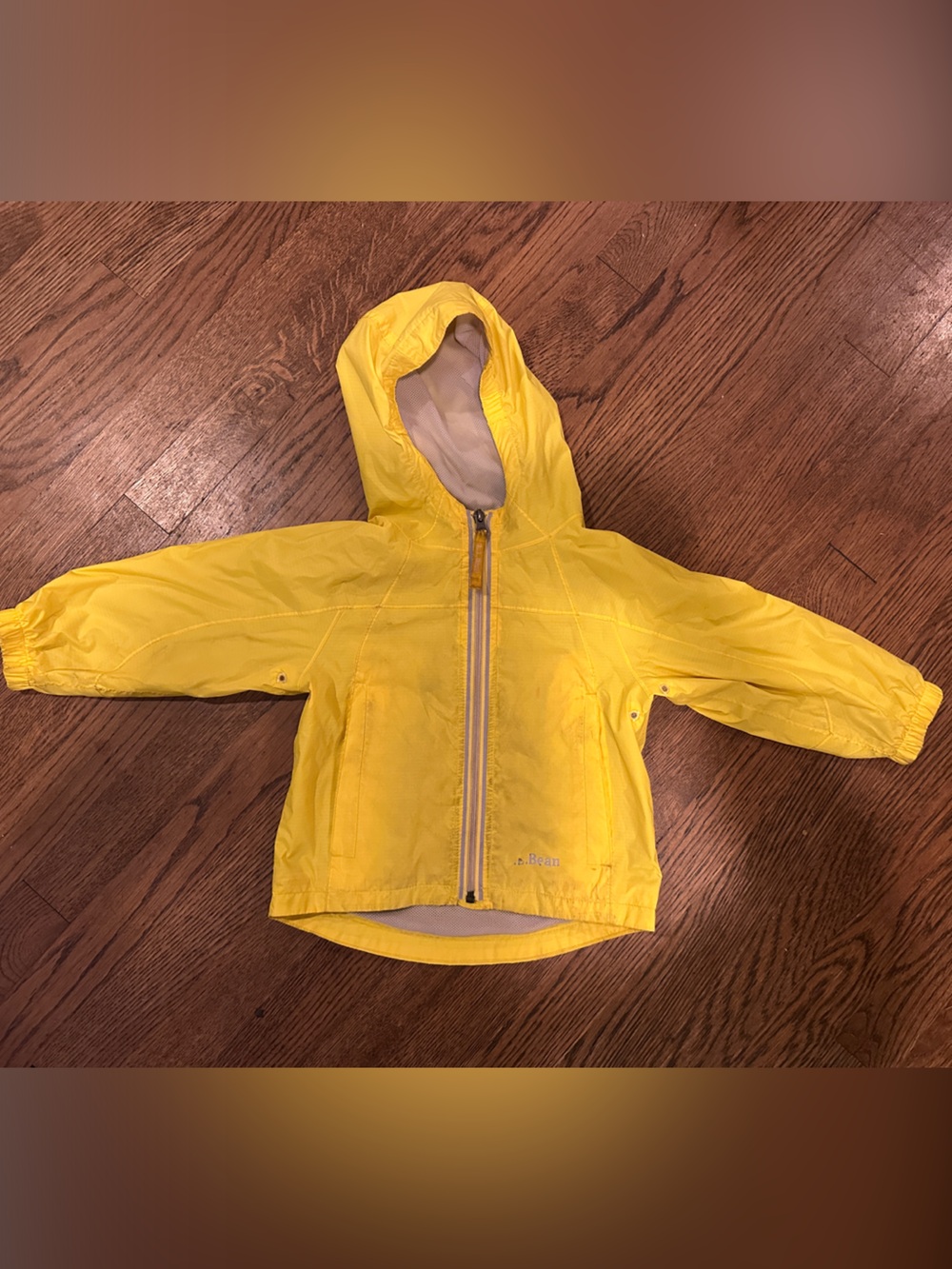 L.L. Bean Bright Yellow Hooded Rain Jacket
